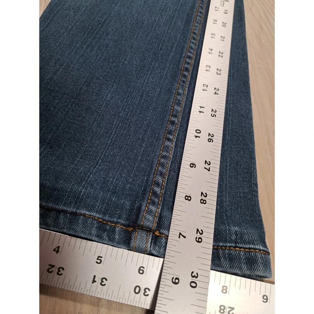 Michael Kors Womens Medium Wash Bootcut Jeans Rhinestone‎ Logo Size 8